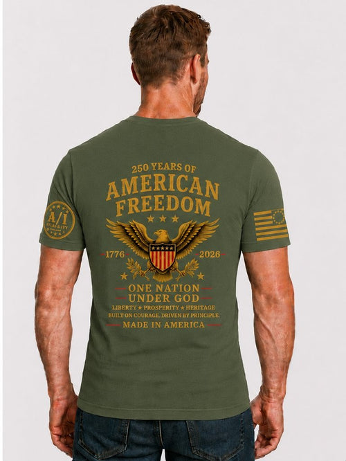 American Freedom 250th Anniversary Tee - Military Green Back