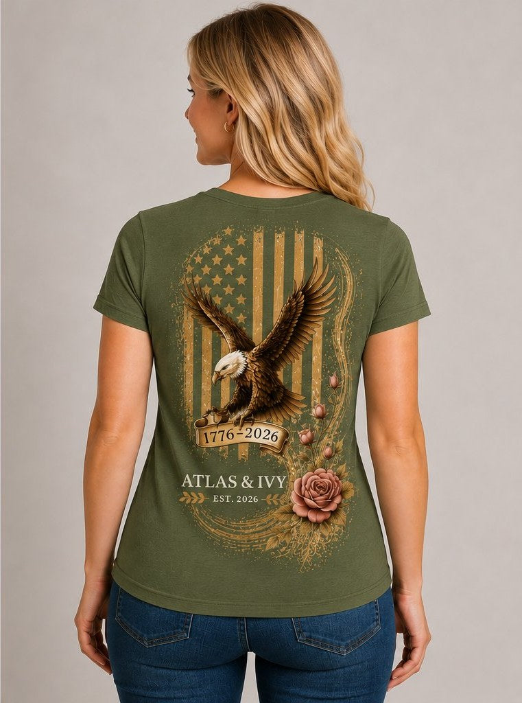 FREEDOM 250th Anniversary Tee - Military Green Back