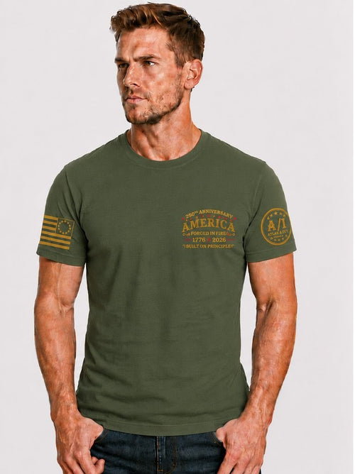 American Freedom 250th Anniversary Tee - Military Green Front